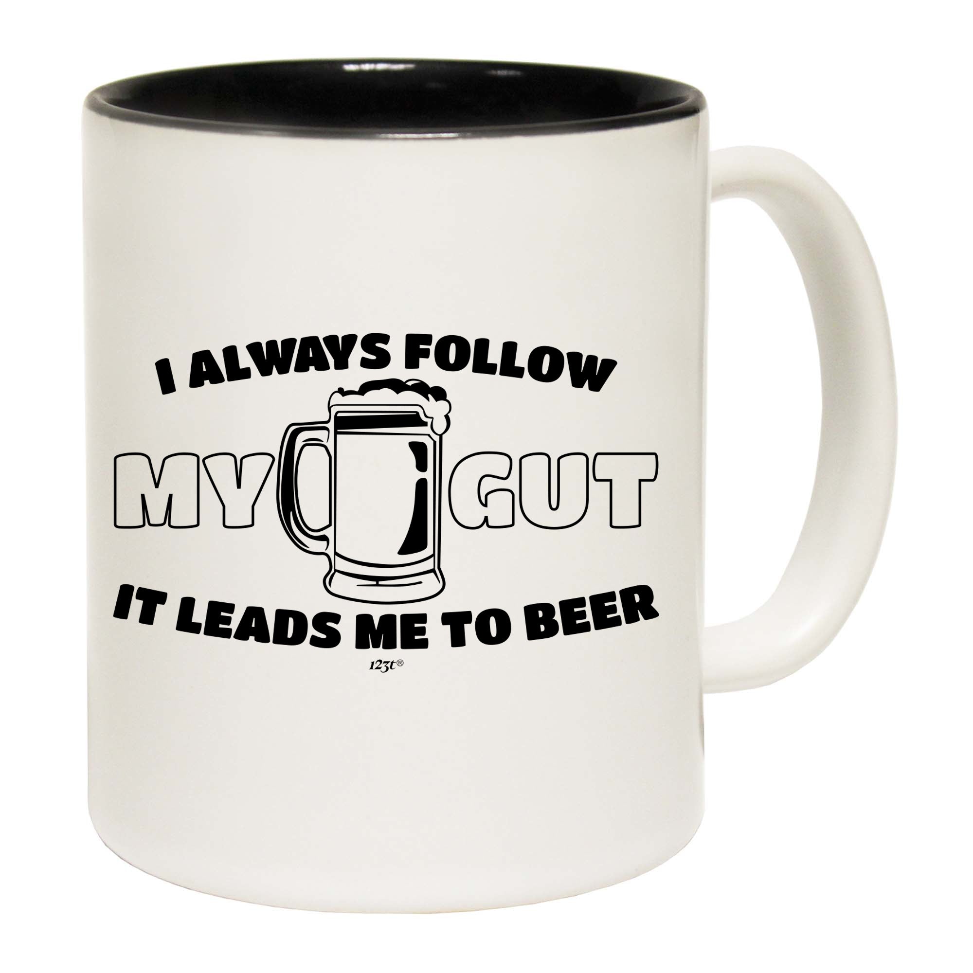 Follow My Gut It Leads Me To Beer - Funny Coffee Mug Cup