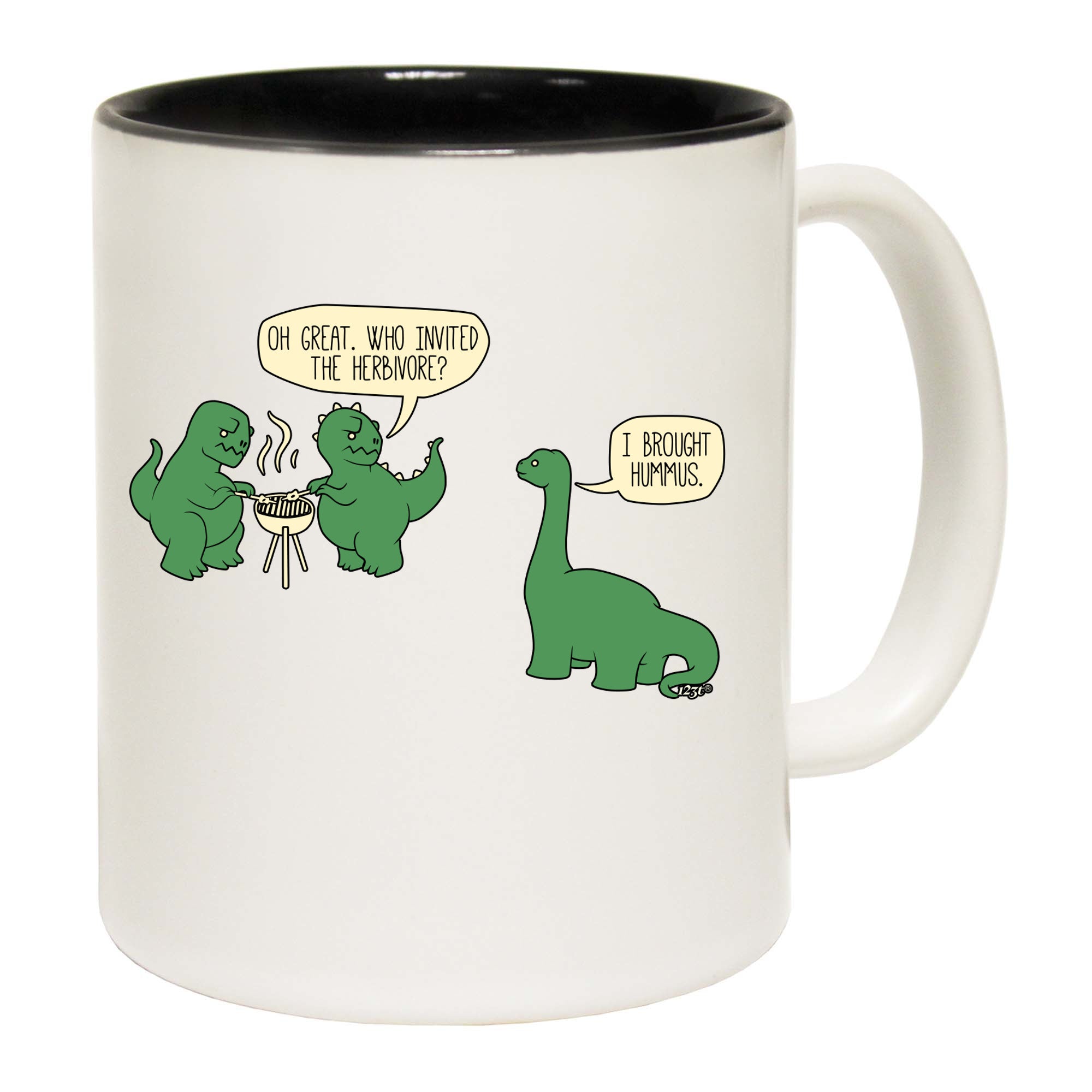 Invited The Herbivore Dinosaur - Funny Coffee Mug Cup