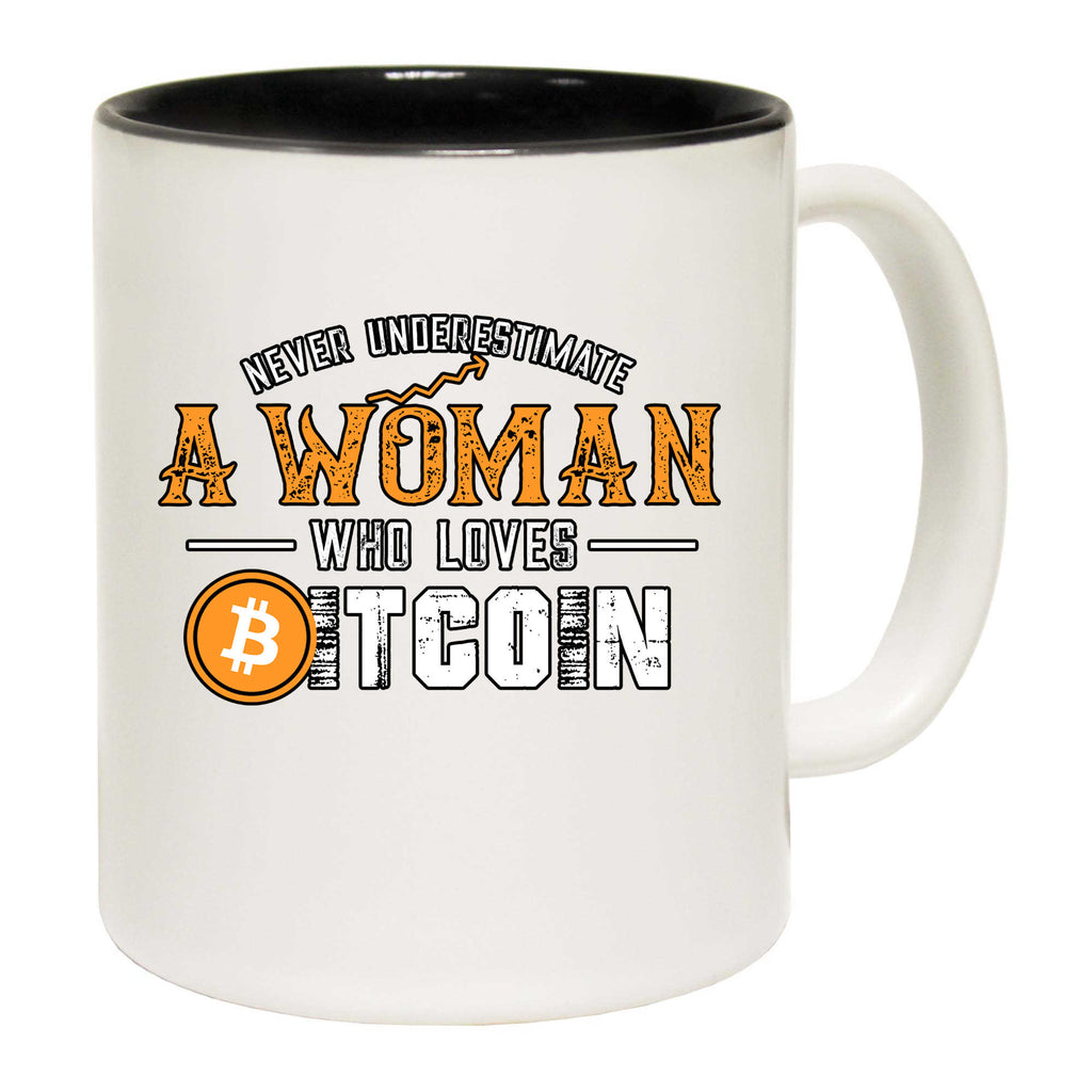 Never Understimate A Woman Who Loves Bitcoin - Funny Coffee Mug