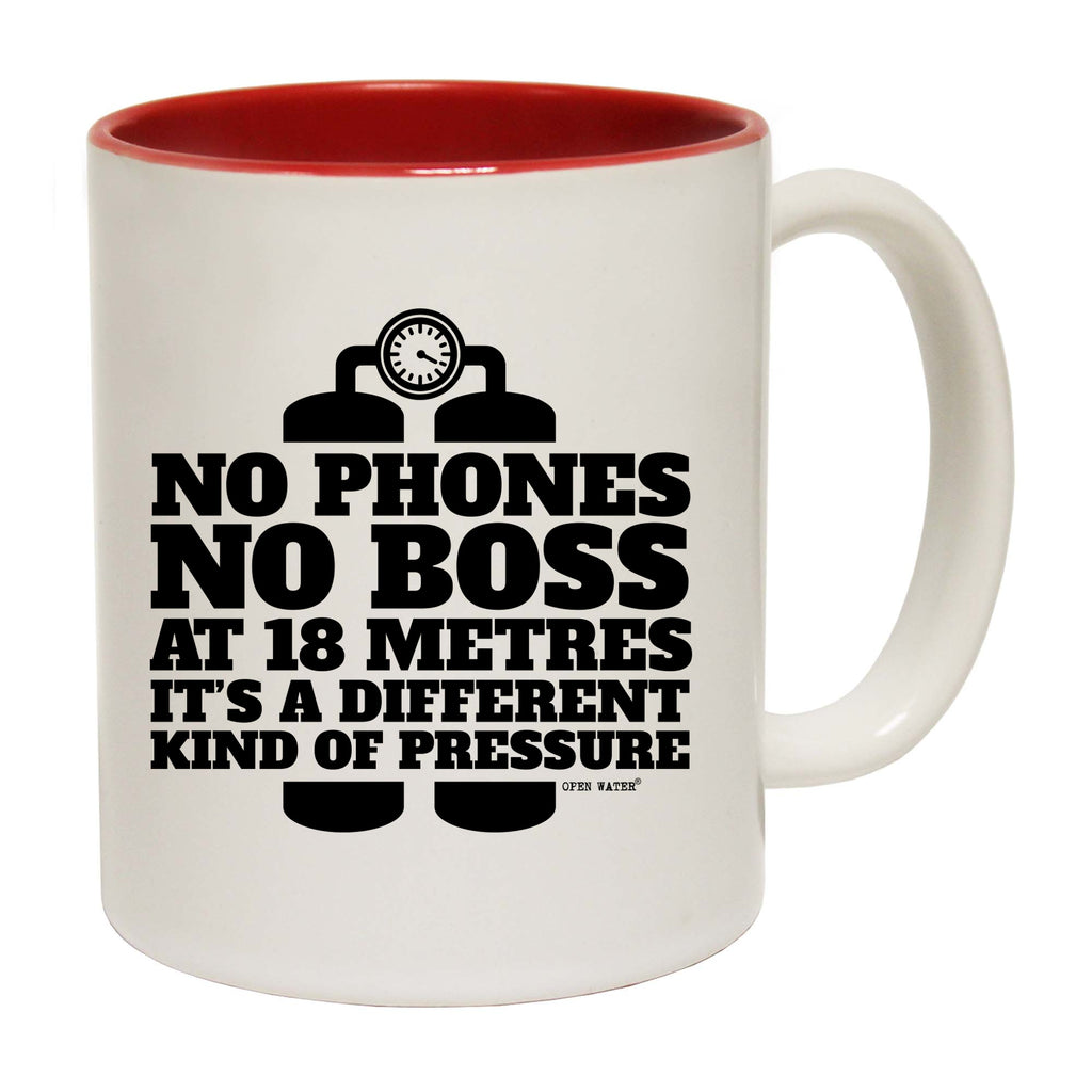 Ow No Phones No Boss At 18 Meters Pressure - Funny Coffee Mug