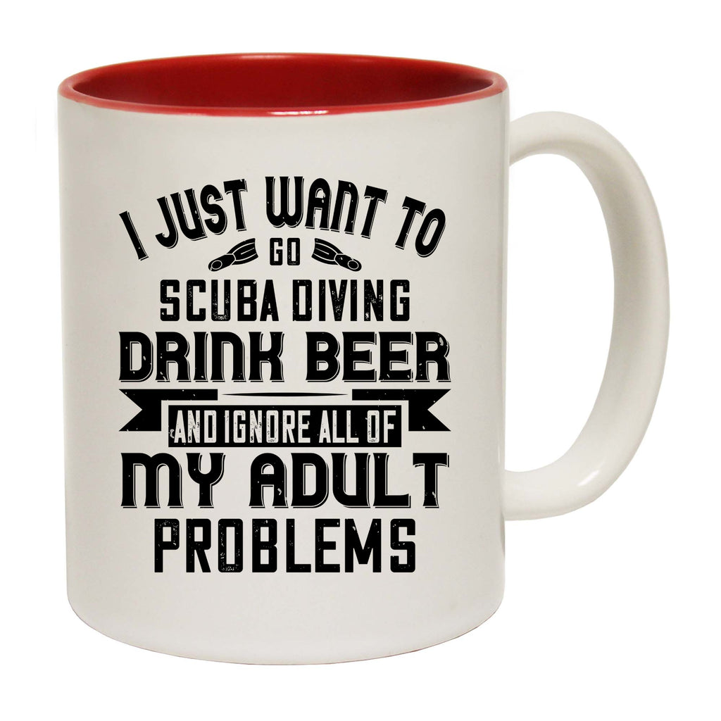 I Just Want To Go Scuba Diving Drink Beer - Funny Coffee Mug