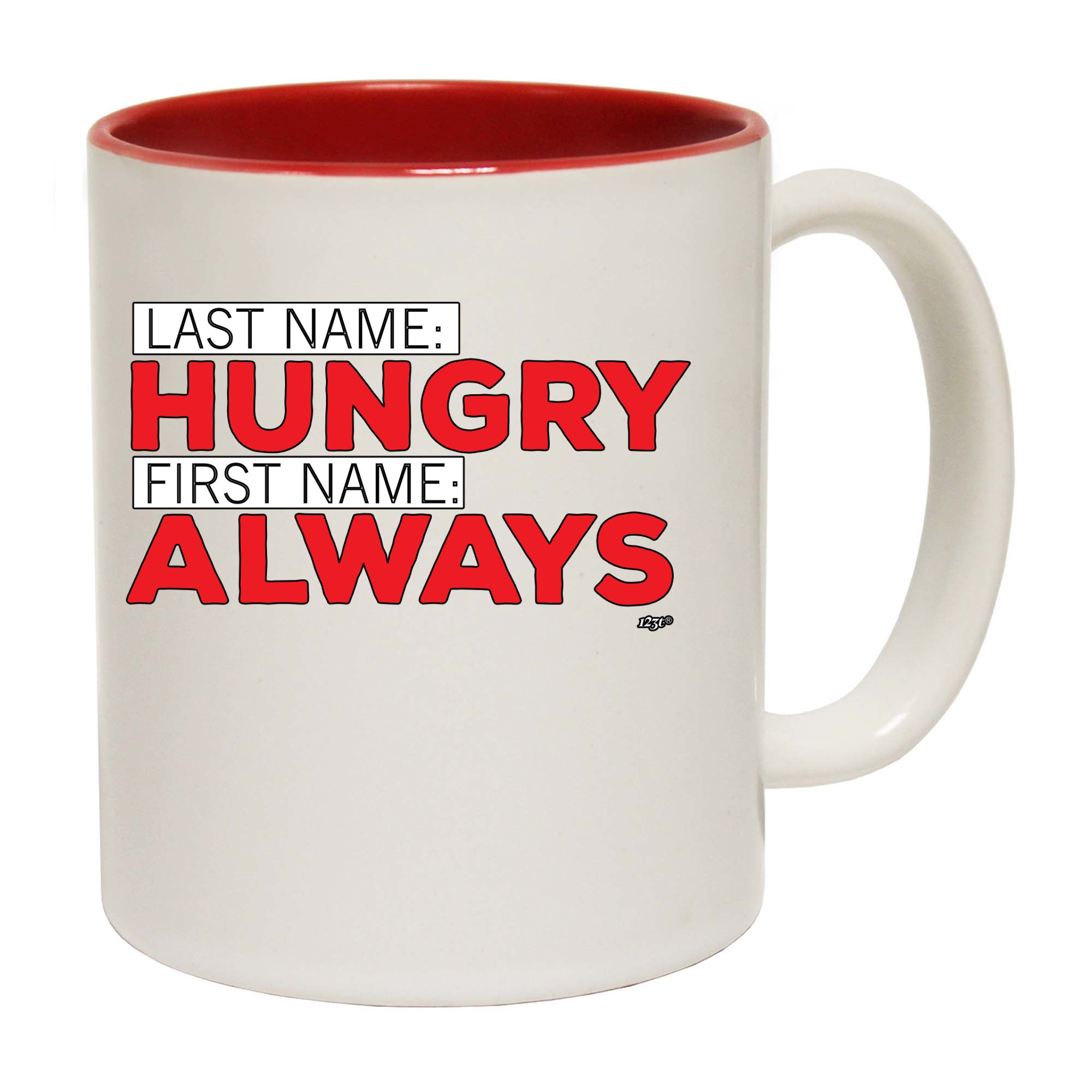 Last Name Hungry First Name Always - Funny Coffee Mug
