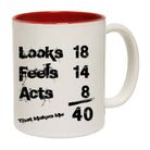 Looks Acts Feels 40 - Funny Coffee Mug