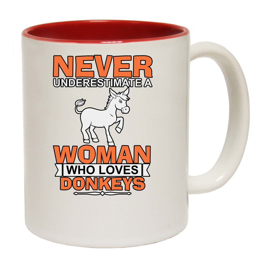 Never Underestimate A Woman Who Loves Donkeys - Funny Coffee Mug