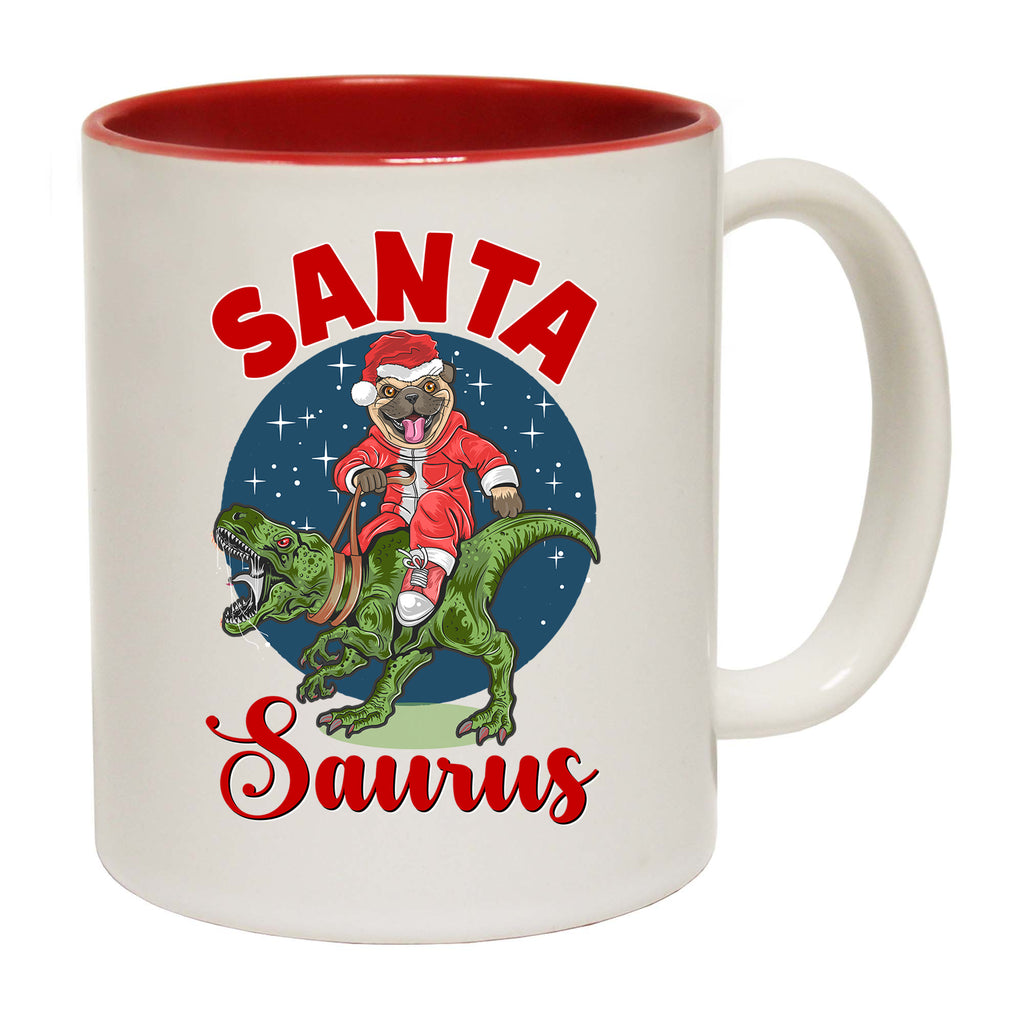 Santa Saurus Dinosaur Christmas Xmas Pug Dog - Funny Coffee Mug