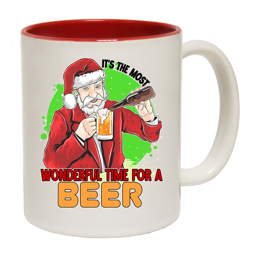 Most Wonderful Time For A Beer Christmas Xmas Santa - Funny Coffee Mug