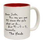 Dear Jocks Nerd College - Funny Coffee Mug Cup