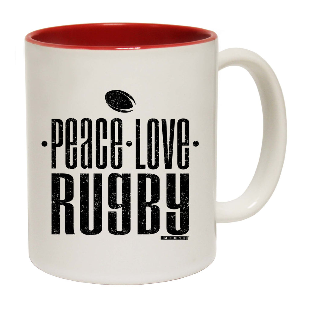 Uau Peace Love Rugby - Funny Coffee Mug