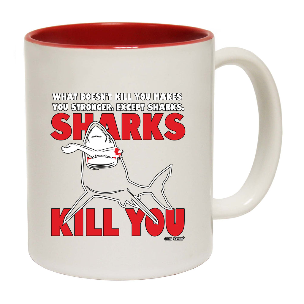 Ow Sharks Kill You - Funny Coffee Mug