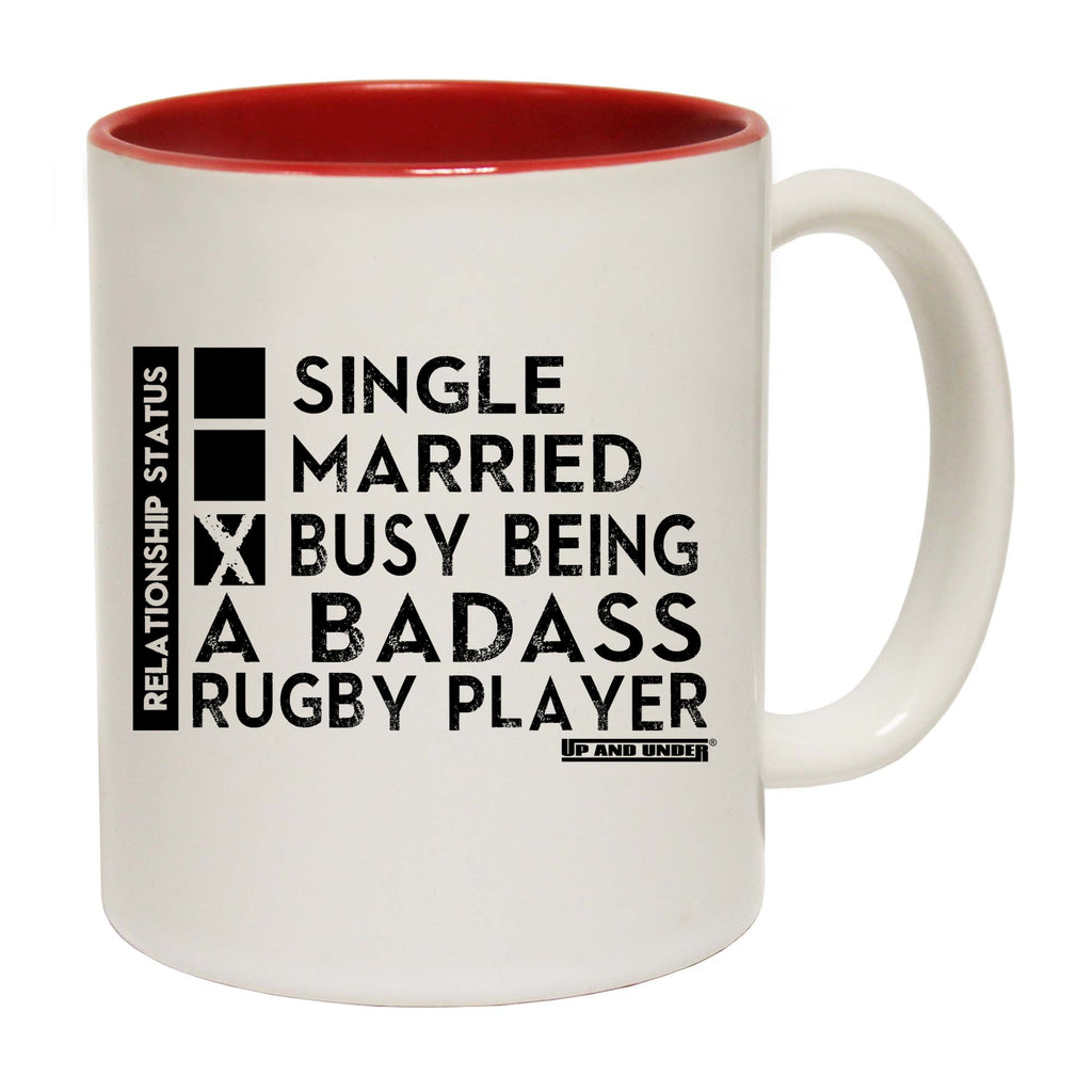 Uau Relationship Status Badass Rugby Player - Funny Coffee Mug