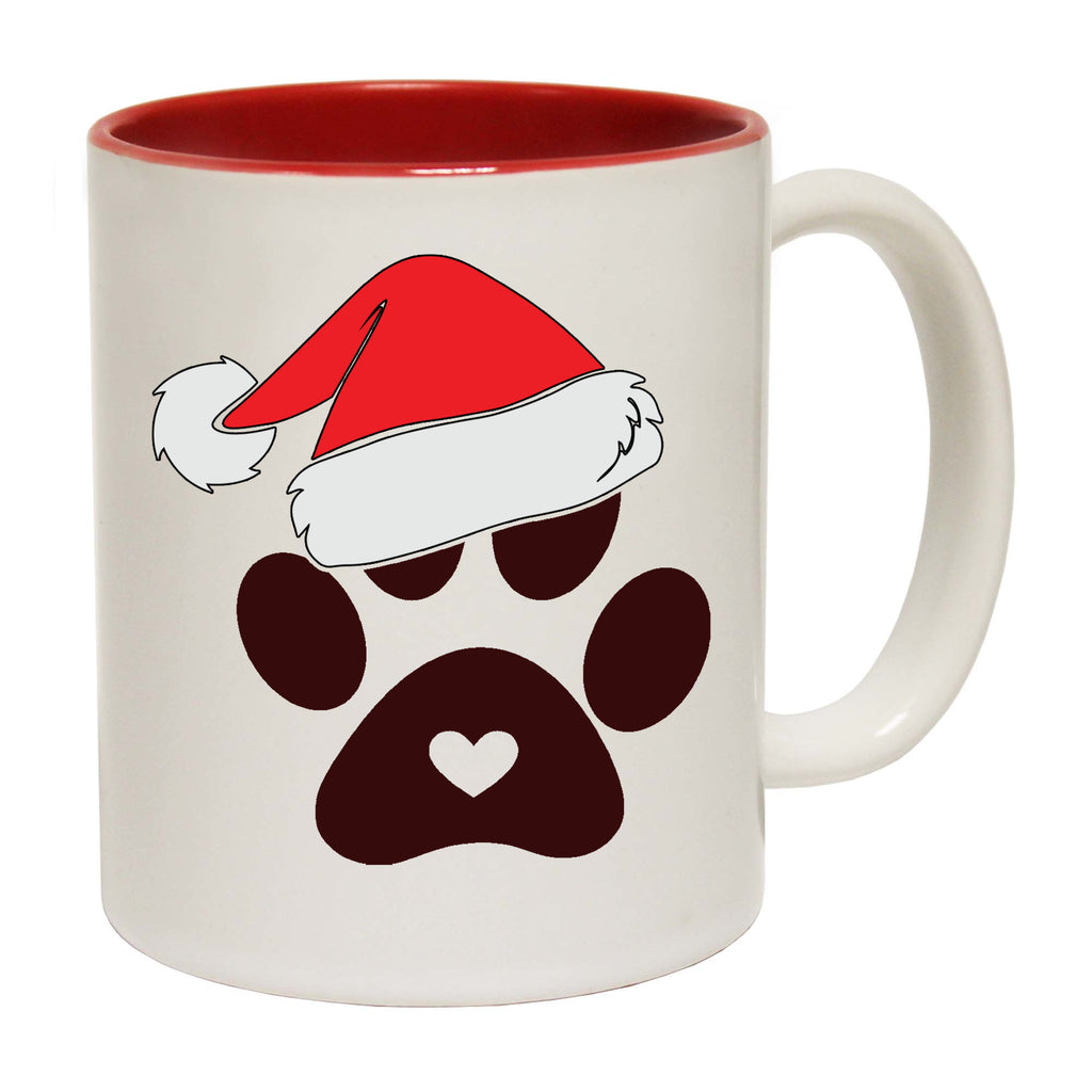 Paw Print Santa Christmas Hat Dog - Funny Coffee Mug