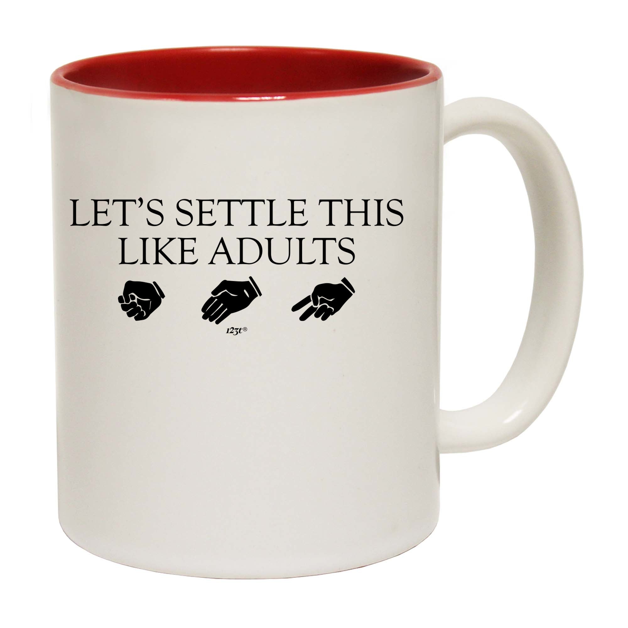 Lets Settle This Like Adults Rock Paper Scissors - Funny Coffee Mug