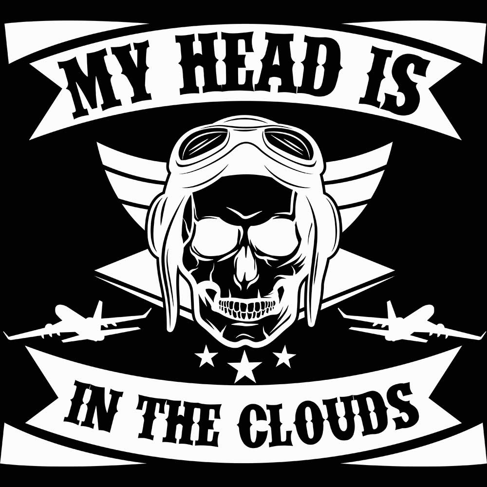 My Head Is In The Clouds Skull Aviation Pilot - Mens 123t Funny T-Shirt Tshirts