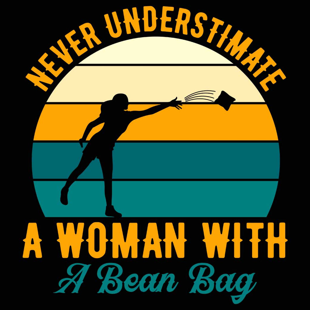 Never Understimate A Woman With A Bean Bag Cornhole - Mens 123t Funny T-Shirt Tshirts