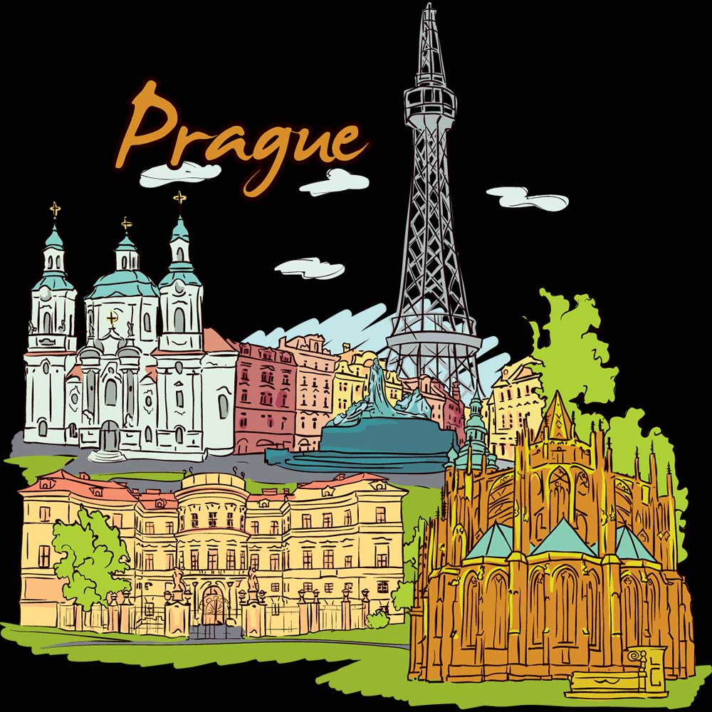 Prague Czech Republic Country Flag Destination - Mens 123t Funny T-Shirt Tshirts