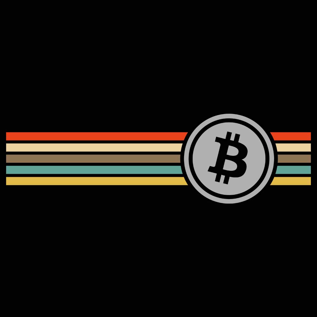 Retro Vintage Line With Bitcoin - Mens 123t Funny T-Shirt Tshirts