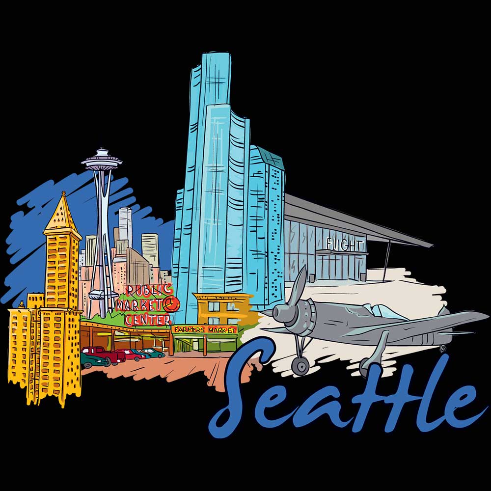Seattle Washington State Usa Country Flag Destination - Mens 123t Funny T-Shirt Tshirts