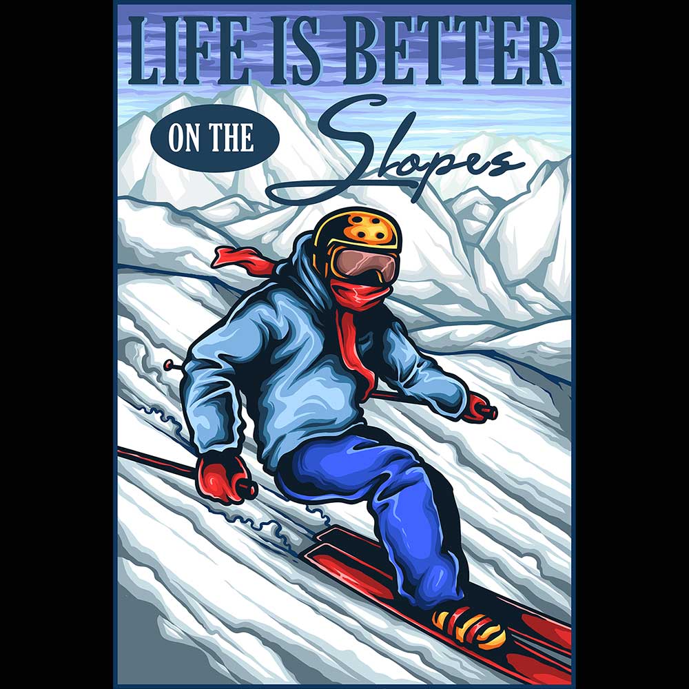 Ski Life Skiing Life Is Better On The Slopes  - Mens 123t Funny T-Shirt Tshirts