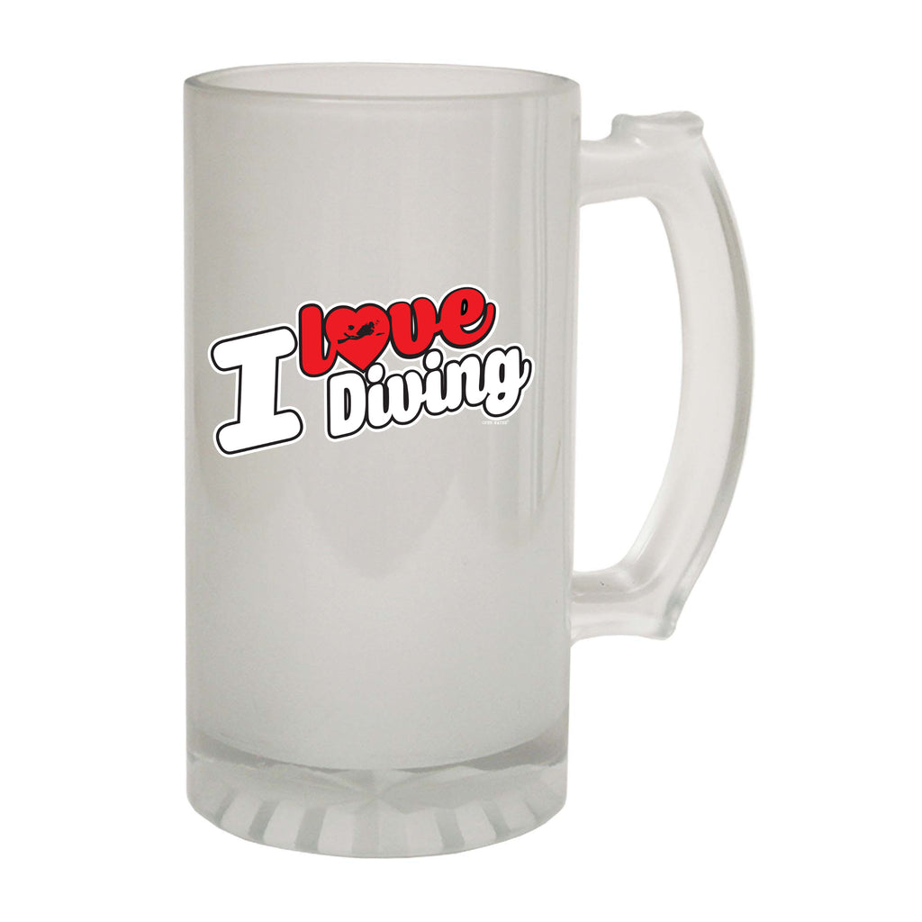 Ow I Love Diving Stencil - Funny Beer Stein