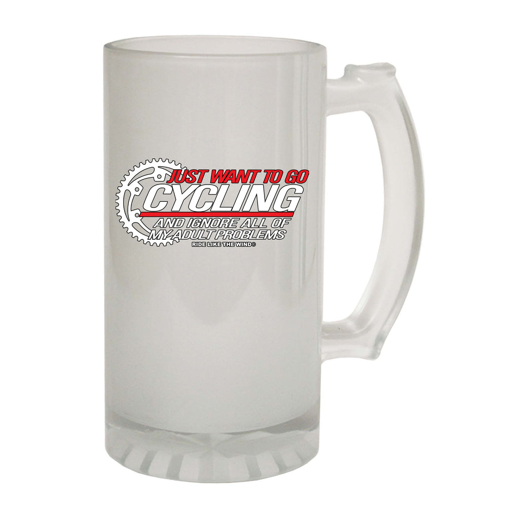 Rltw Just Want To Go Cycling - Funny Beer Stein