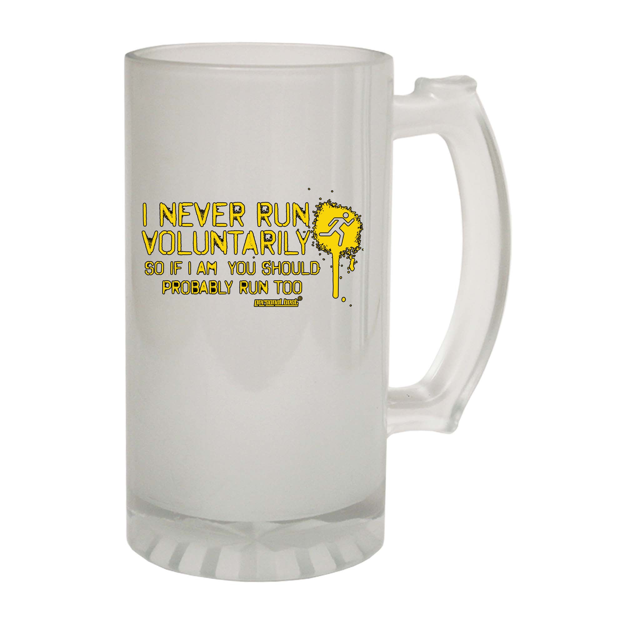 Pb I Never Run Voluntarily - Funny Beer Stein
