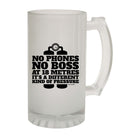 Ow No Phones No Boss At 18 Meters Pressure - Funny Beer Stein