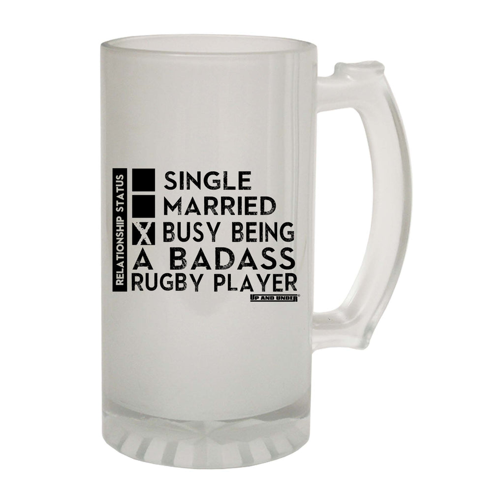 Uau Relationship Status Badass Rugby Player - Funny Beer Stein