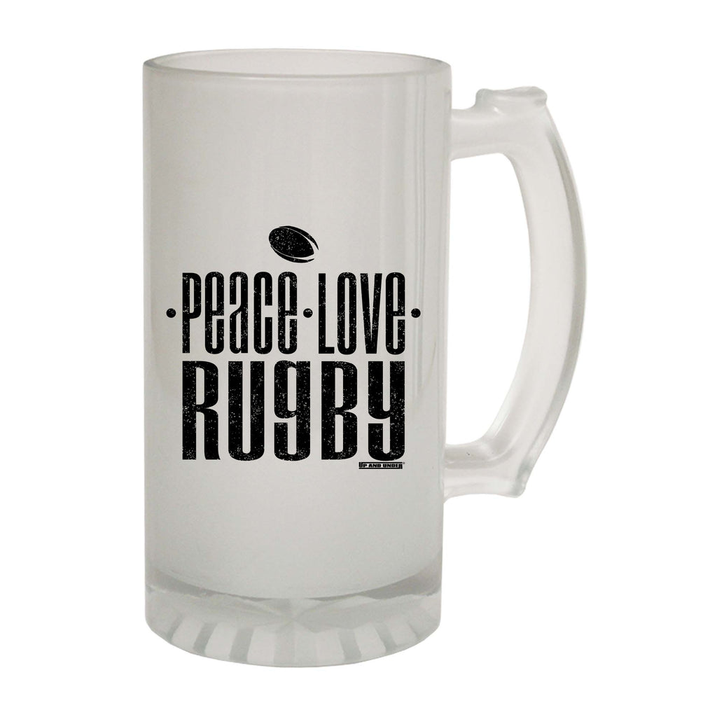 Uau Peace Love Rugby - Funny Beer Stein