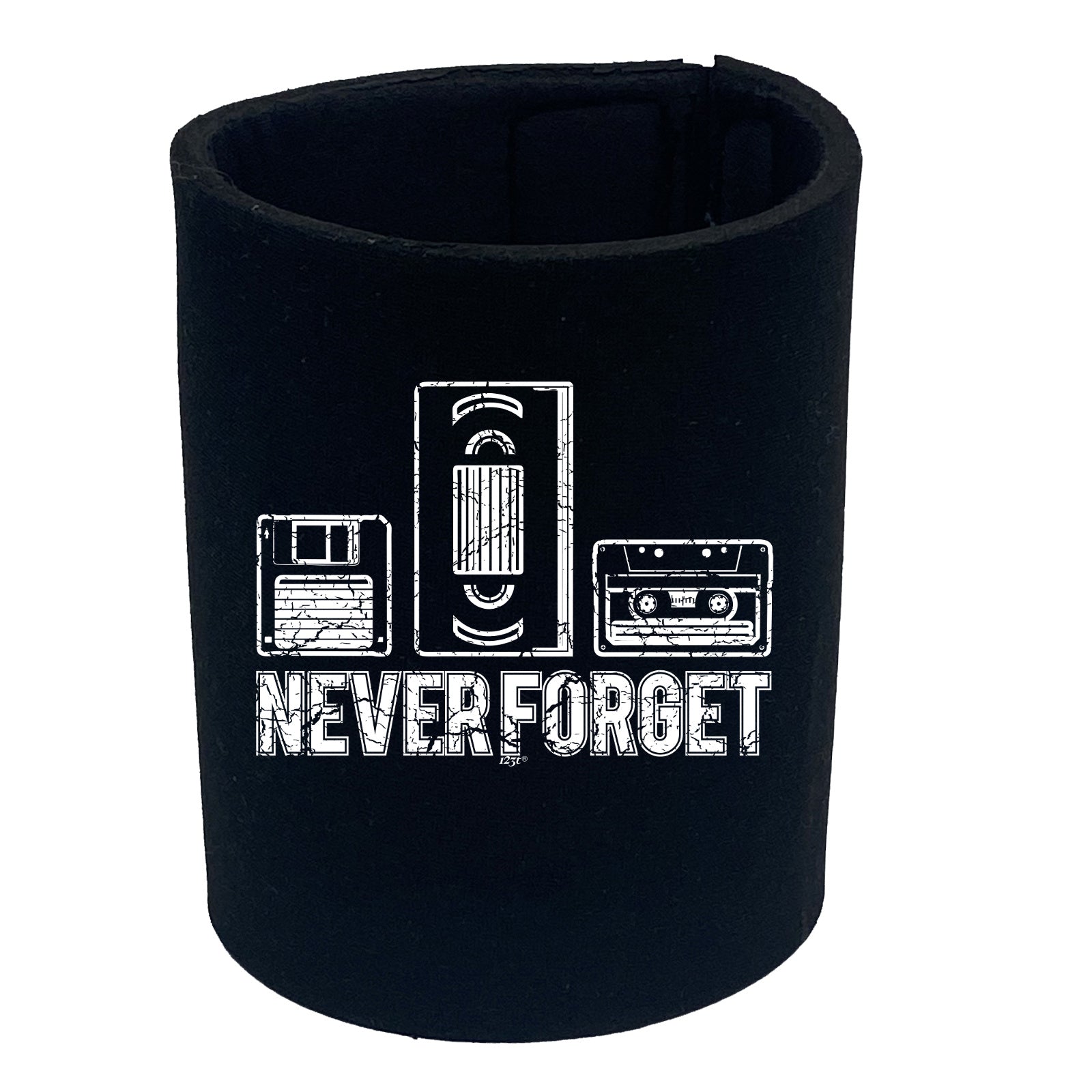 Never Forget Floppy Vhs Tape Retro - Funny Stubby Holder