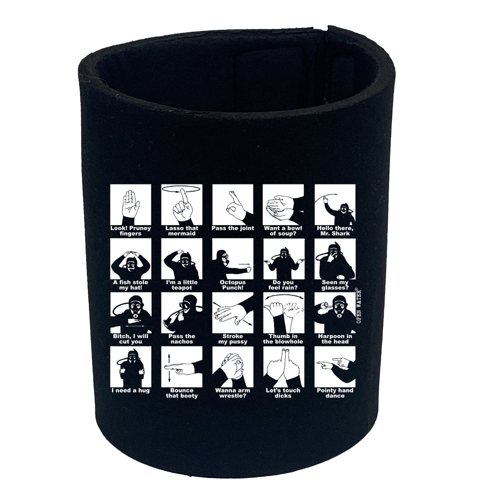 Ow Hand Signals Diver - Funny Stubby Holder