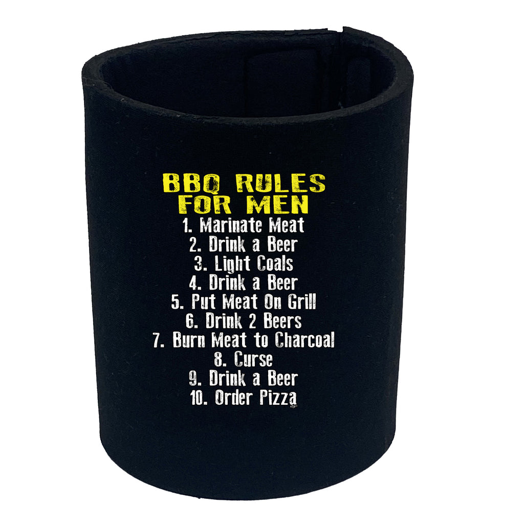 Bbq Barbeque Rules For Men - Funny Stubby Holder