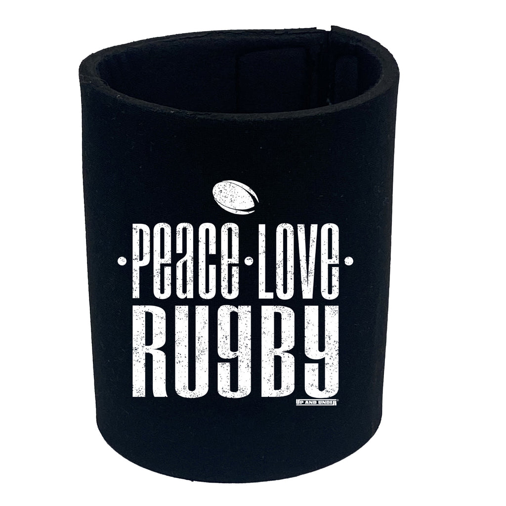 Uau Peace Love Rugby - Funny Stubby Holder