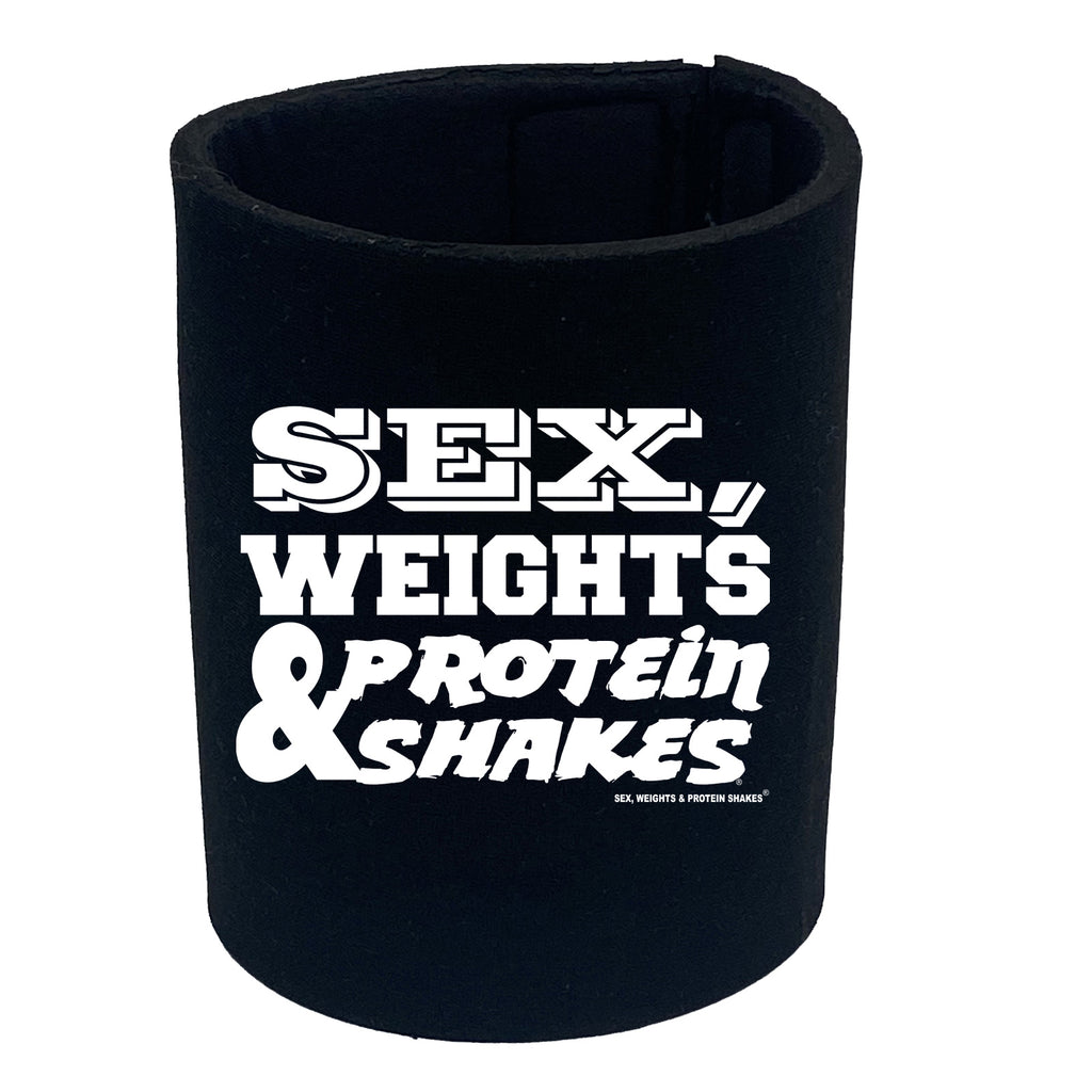 Swps Sex Weights Protein Shakes D1 White - Funny Stubby Holder