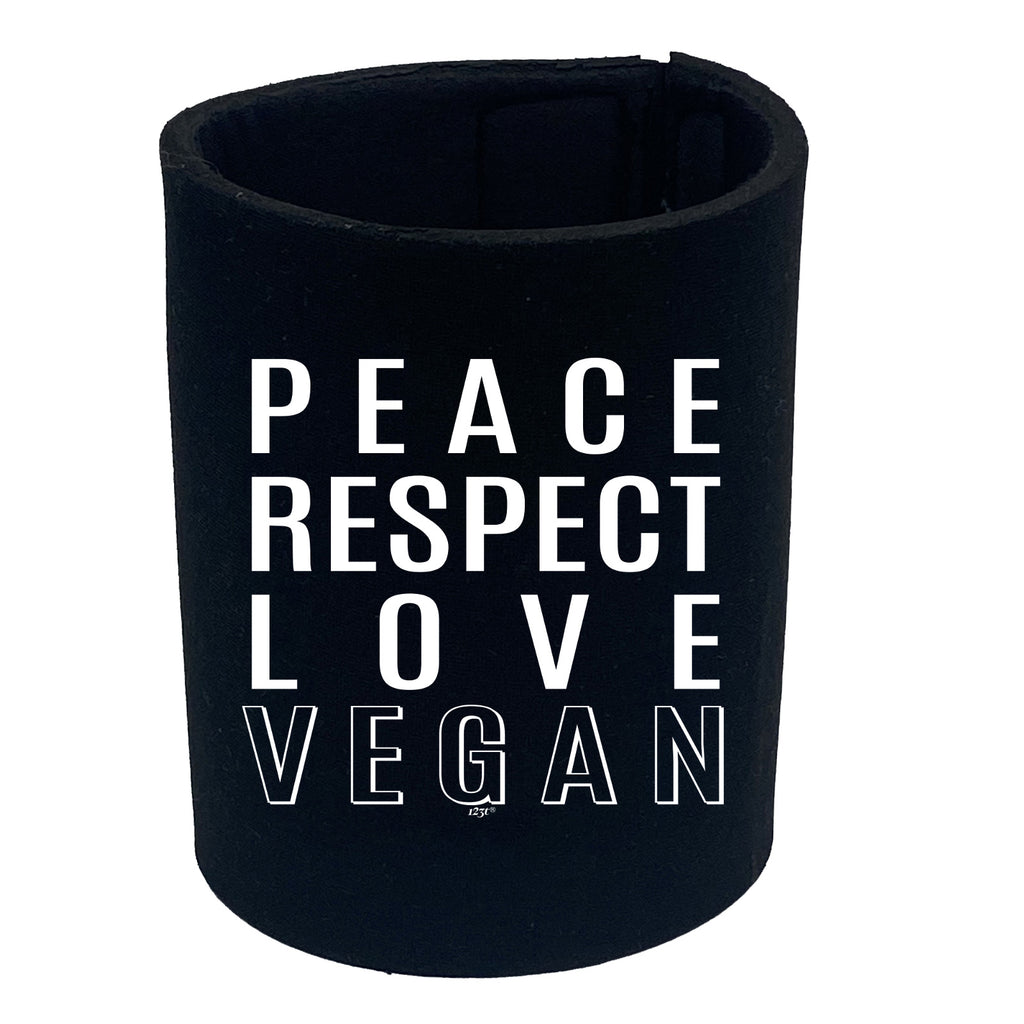 Peace Respect Love Vegan - Funny Stubby Holder