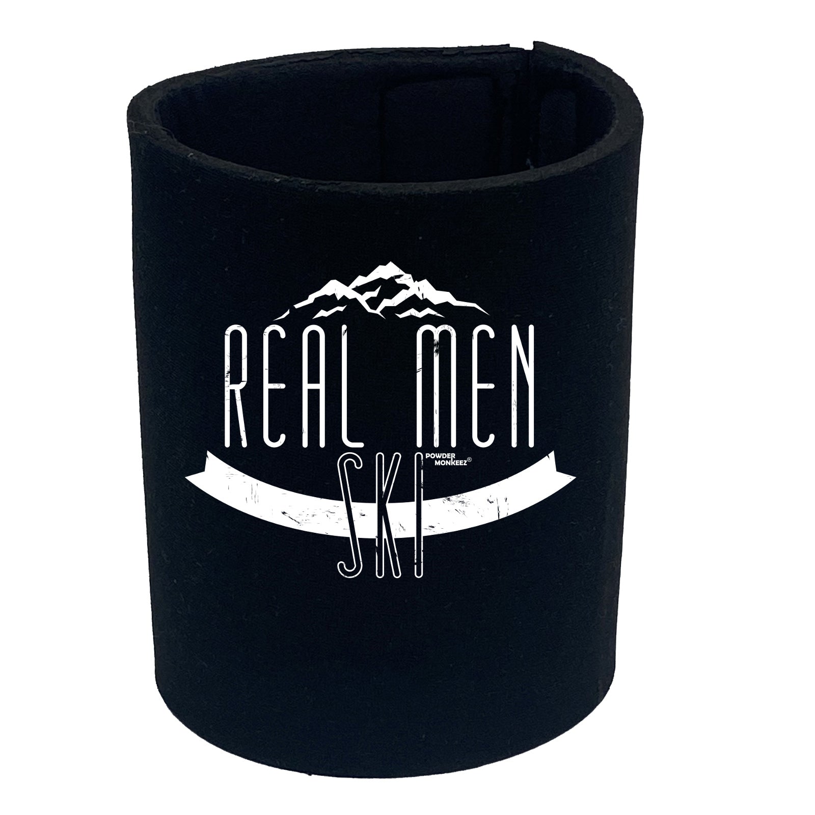 Pm Real Men Ski - Funny Stubby Holder