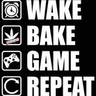 Wake Bake Game Repeat Gamer Games - Mens 123t Funny T-Shirt Tshirts